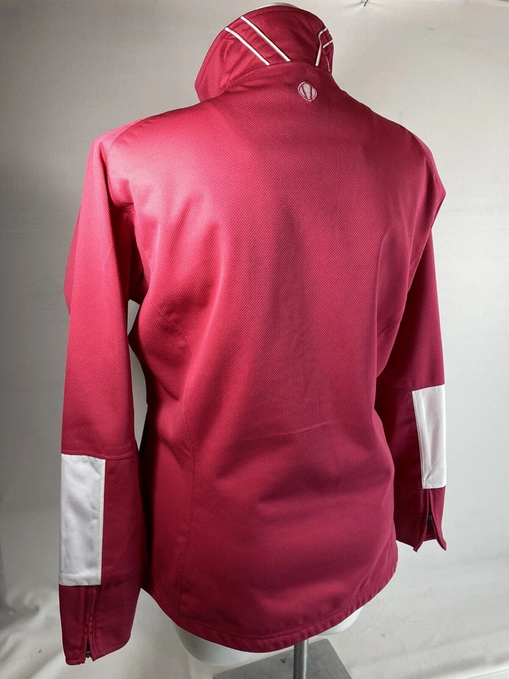 Pullover Sunice para mujer grande rosa tifón/blanco media cremallera golf top cortavientos Foto 3 de 4