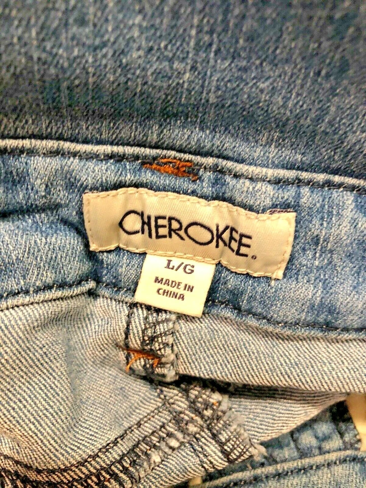Mono Cherokee Niñas Grande 10 12 Azul Jean Denim Parches Foto 2 de 4