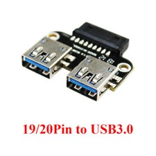 Motherboard USB 3.0 20/19 Pin to Dual 2 USB 3.0 Type A Female Adapter Connector