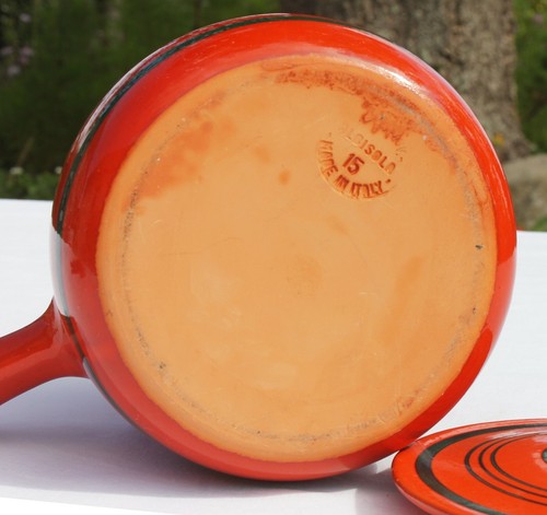 Poêlon ALBISOLA orange avec couvercle Made in Italie Ø 15 cm vintage - Picture 5 of 5