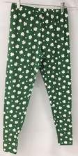New Women s St Patrick s Day Ankle Leggings Green White Shamrock Print Size S