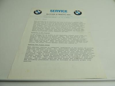 Vintage 1970's BMW Motorcycle Service Bulletin Butler and Smith L2526 ...