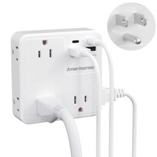 Multi Plug Outlet Extender with USB Wall Charger with 6 AC Outlets  4 USB Po...