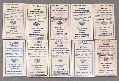 Lot of 10 Newall Security Swiss Mainspring NOS Various Models - A7