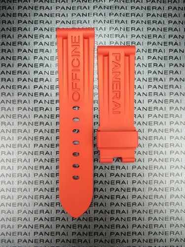 24 mm Auténtico Correa de Goma PANERAI Rojo Banda de Despliegue Reloj - Imagen 2 de 6