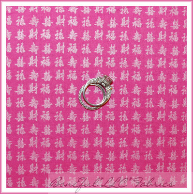 BonEful Fabric FQ Cotton Quilt Pink Girl Metallic Silver Letter 