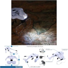 Rechargeable Hands-Free LED Magnifying Headband Loupe 2 LED Professional