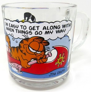 Garfield and Odie McDonalds Happy Meal Glass Coffee Cup Mug Vintage 1978 VGC FS