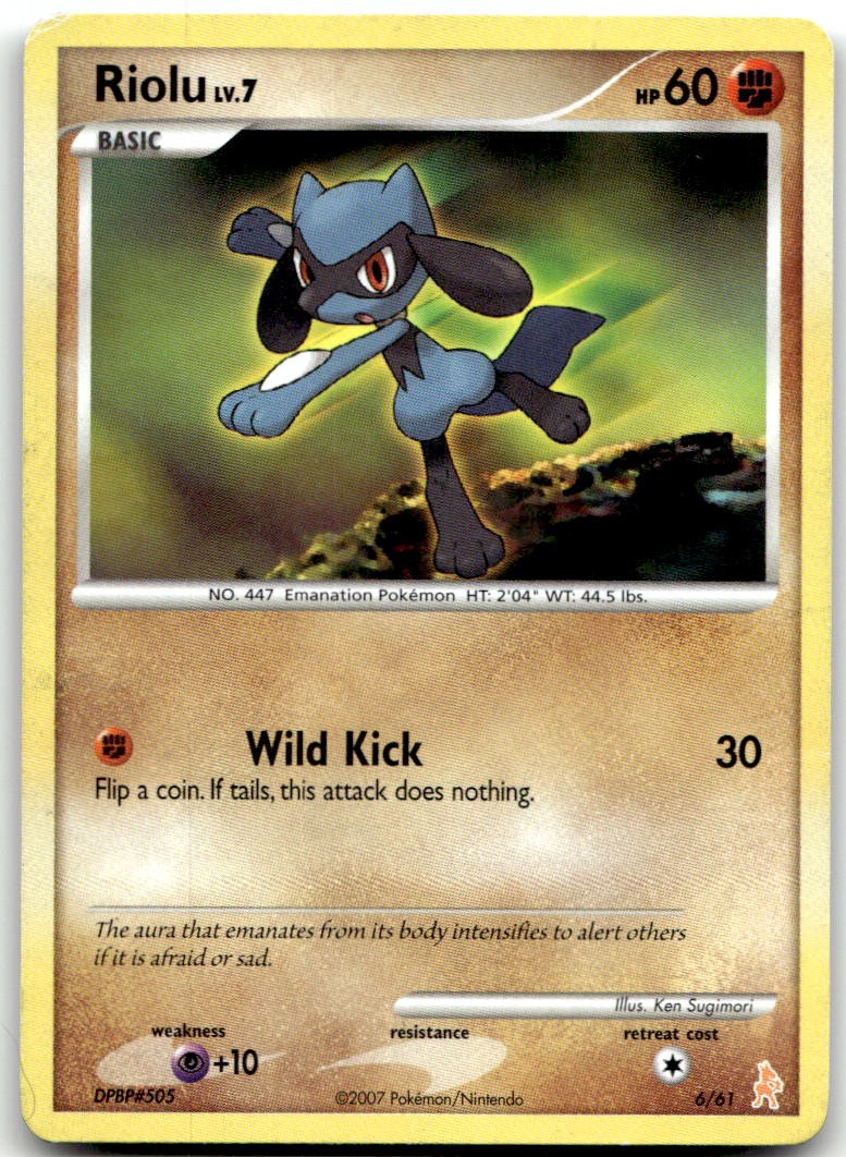 Riolu 6/12 Common DP Trainer Kit: Manaphy & Lucario Pokemon Moderately Played