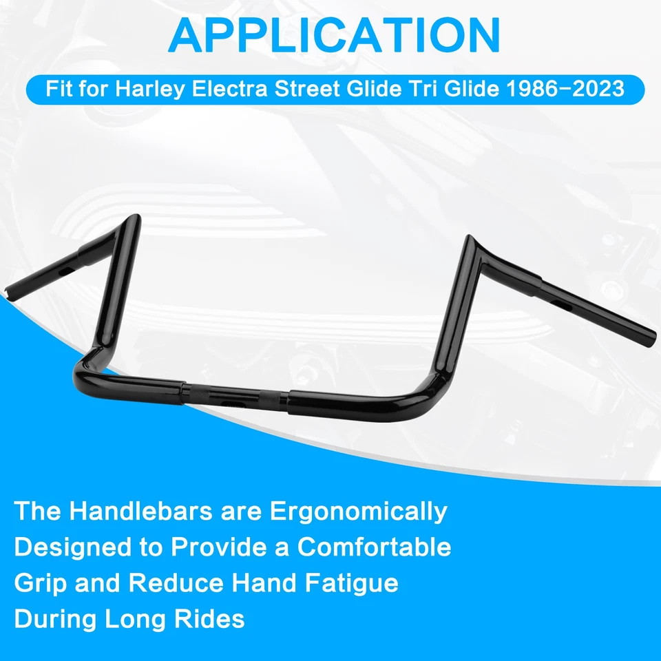 12/14/16" Rise Meathook Bars Handlebar For Harley Street Electra Glide 1986-2023 - Image 4 of 4