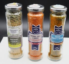 LOTE 3 botellas especias SARTORIA SPEZIE Romero Ajo + Pimentón Chile + Mezcla de Azafrán
