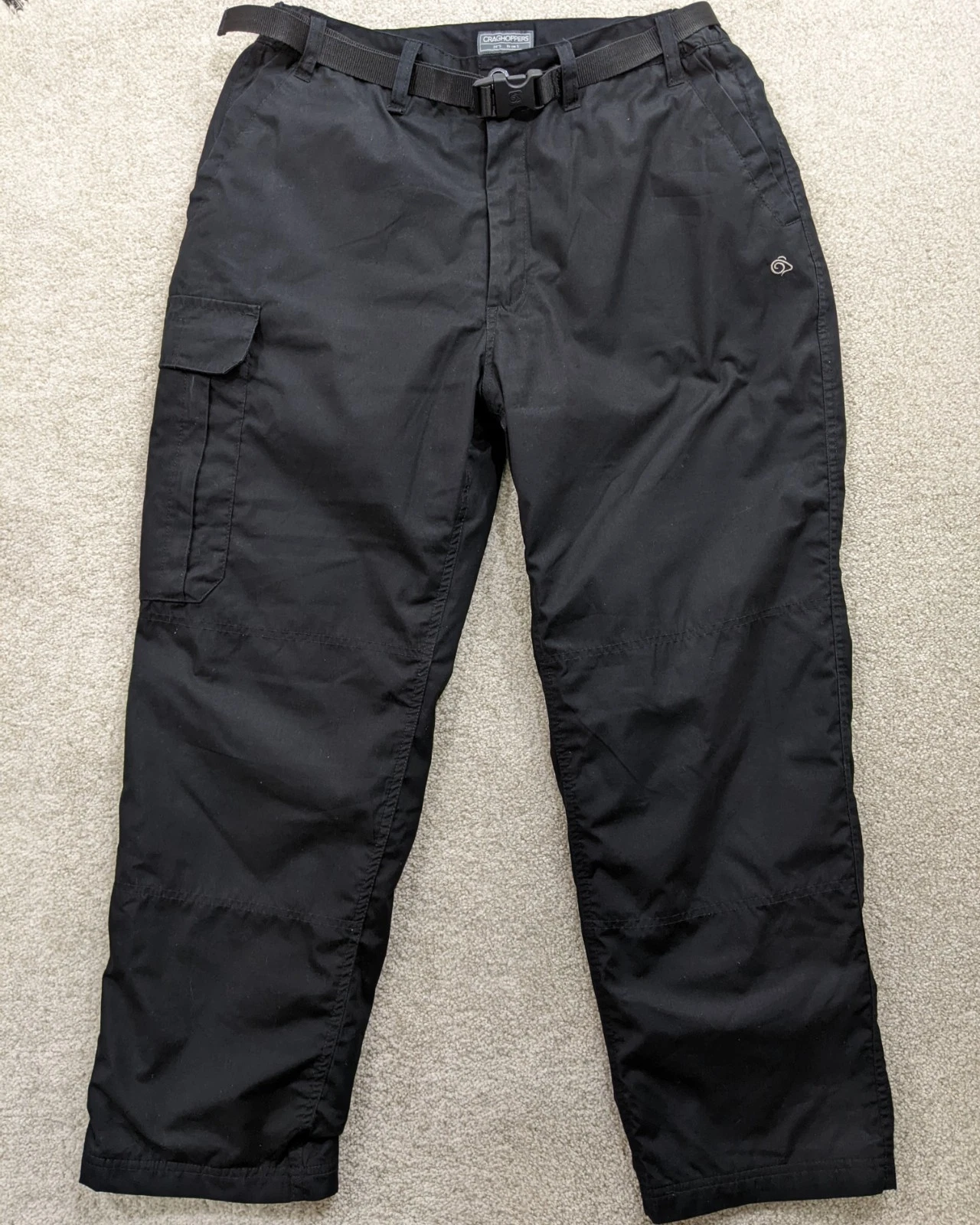 CRAGHOPPERS Mens Kiwi Winter Lined Trousers W34 S Black Fleece Thermal Hiking