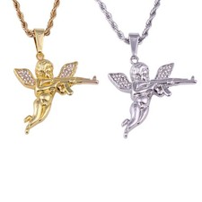 Punk Cupid Pendant Long Necklace Women Men Trend Hip Hop Gift Party Jewelry
