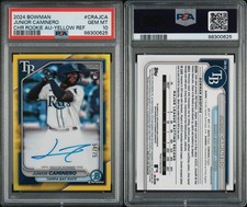 2024 Bowman Chrome Junior Caminero Yellow Refractor Auto /75 RC #CRA-JCA