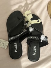 Women s Mudd Black and White Sandals With Tassel Medium 7-8 NWT