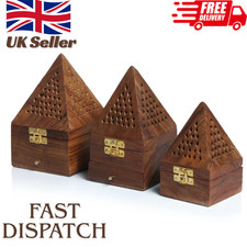 Hand Carved Wooden Bakhoor Burner Mabkhara Pyramid Incense Burner With Drawer