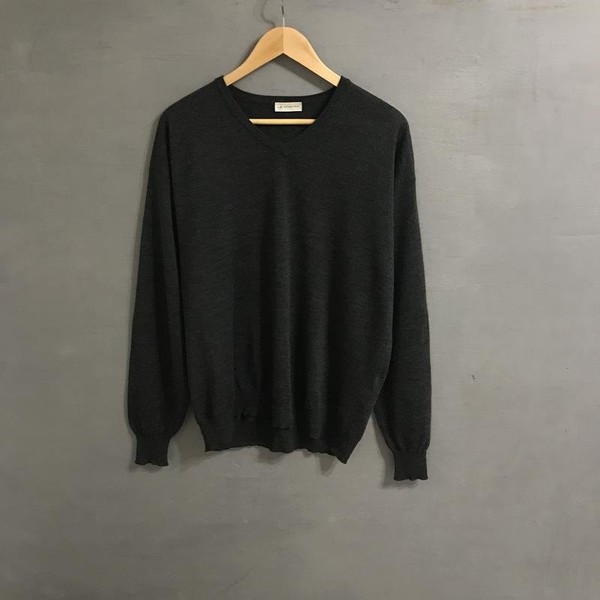 Men Falconeri Sweater Grey Wool/Silk 44 / XXL / 52