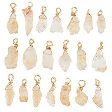 20Pcs Natural Stone Pendants Raw Citrine Pendants Wire Natural Citrine-20Pcs