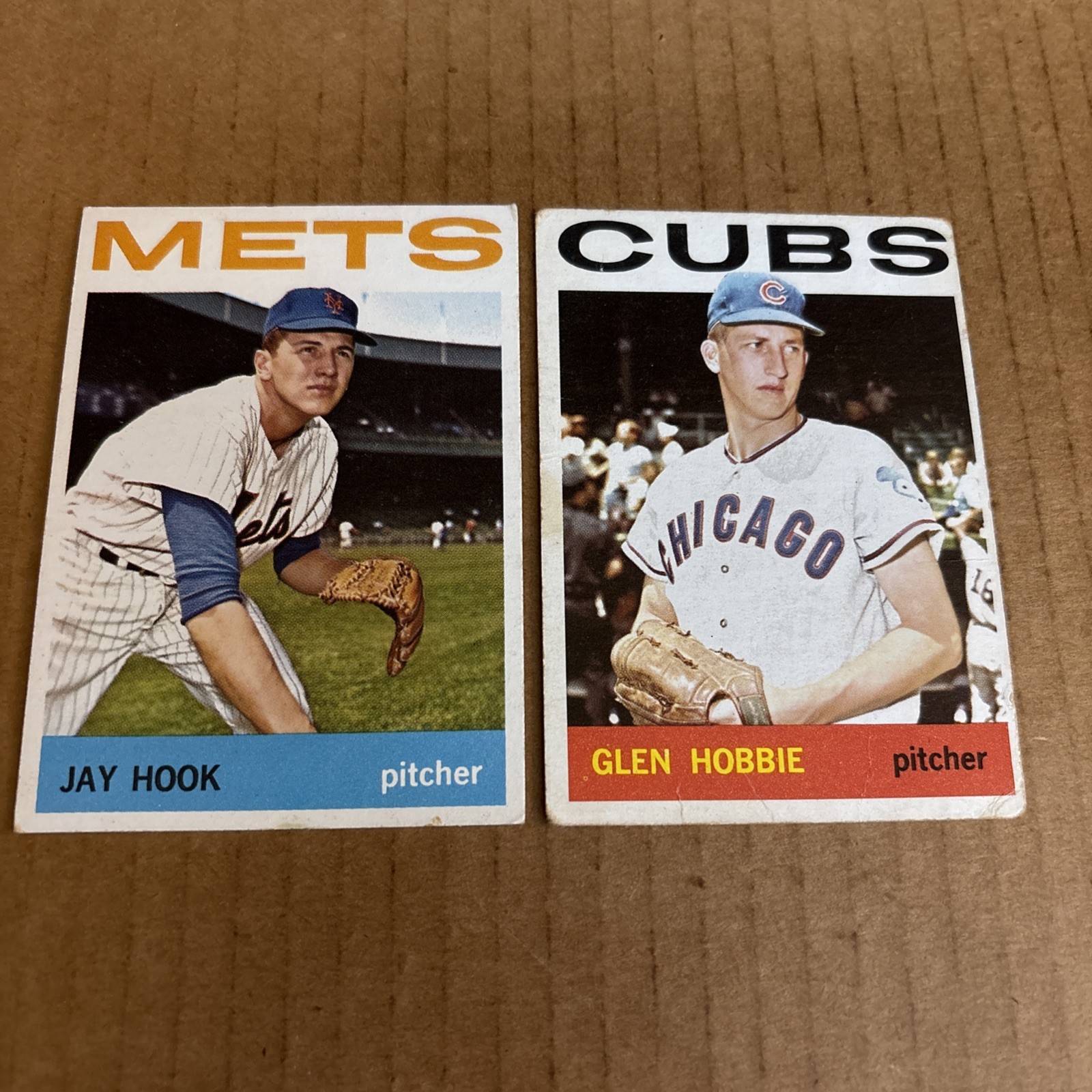 1963 Topps Jay Hook #361 & Glen Hobbie #578 Vintage Baseball Cards (fair)(a)