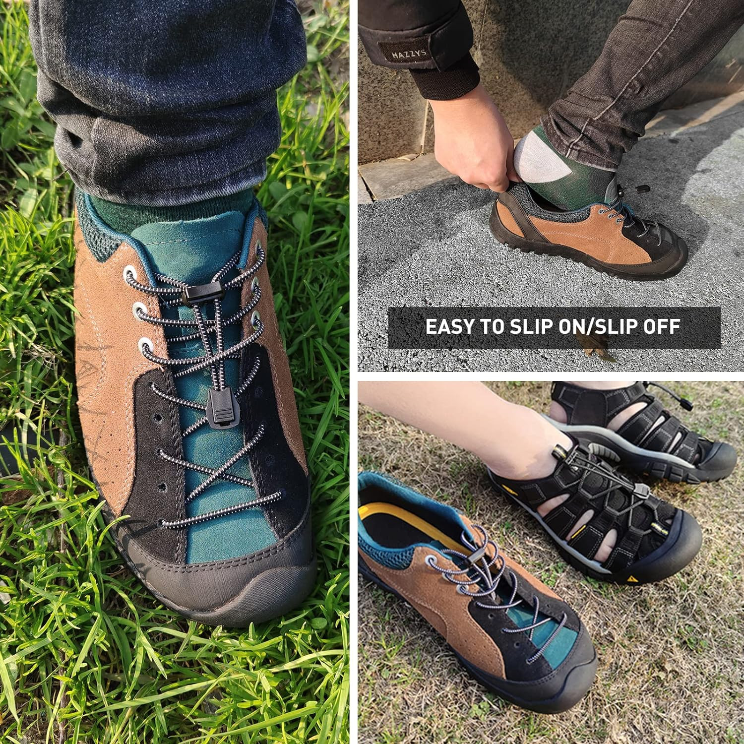 2 Pairs Elastic No Tie Shoe Laces Replacement Laces for Keen Sandal, round No Ti