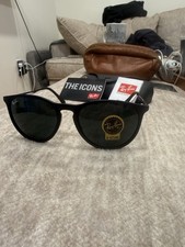 Ray-Ban Erika RB4171-F women's Round Sunglasses Black Plastic Frame Green G-15