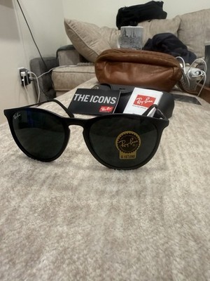 Ray-Ban Erika RB4171-F women's Round Sunglasses Black Plastic Frame Green G-15