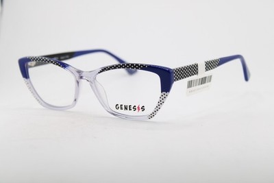 NEW GENESIS MOD.GV1574 COL.2 CLEAR BLUE BLACK WHITE AUTHENTIC EYEGLASSES 54-16