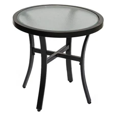 Garden Elements Round Aluminum Patio Accent Table, Mocha, 20"