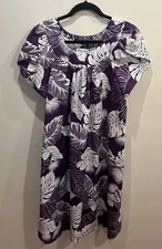 HAWAIIAN RESERVE COLLECTION Women’s Purple/White Floral Tulip Sleeve Dress Small
