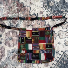 Messenger Bag Patch Work Striped Guatemala Fabric Cotton Un Branded