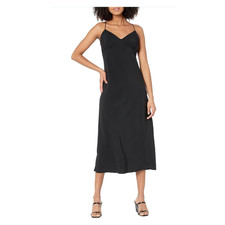 NWT Madewell The Layton Midi Slip Dress in Black Size 0