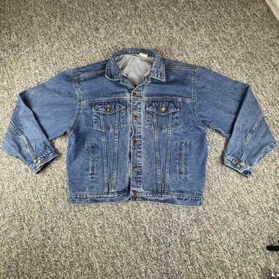 Vintage Disney Winnie the Pooh Denim Jacket Mens Size Large Blue Characters 90s