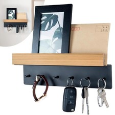 Schlüsselbrett aus Holz Schlüsselhalter Schlüsselleiste mit Ablage & 6 Haken DE