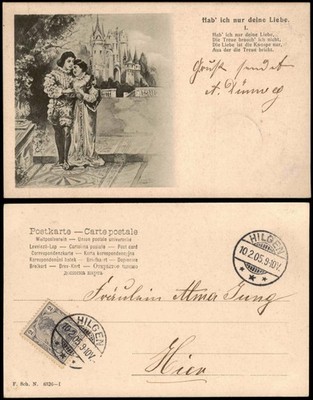 Dear lovers - Love couple before castle I only have your love. 1905