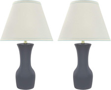 Transitional 21" Ceramic Table Lamp - Set of 2 with Off White Shades