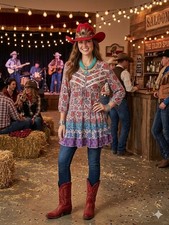 Urban Mangoz BoHo Inspired Ladies Babydoll Tunic 3/4  Sleeves