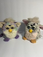 Tiger Furby Electronic Interactive Plush Toys Lot Gray Spots Pastel Rainbow Tags
