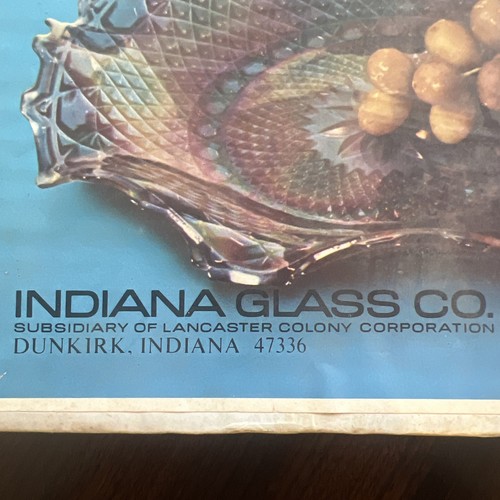 Carnival Indiana Glass Co. Iridescent Blue Purple 2908 Hostess Plate In Box MINT - Picture 6 of 17