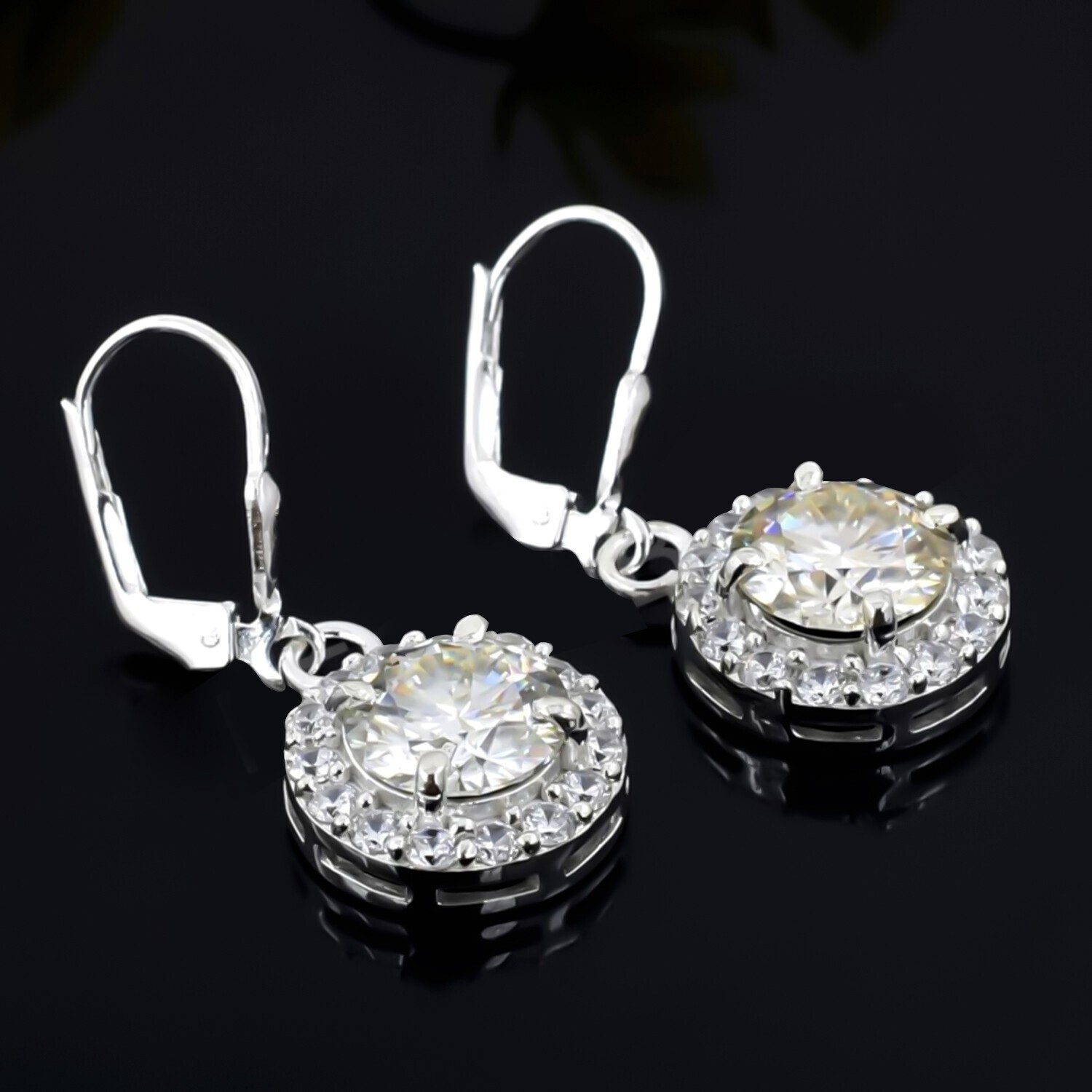 4 Ct Certified White Diamond Solitaire Dangler Earrings In 925 Sterling Silver