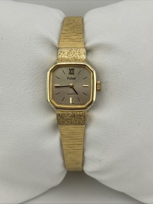 Vtg Pulsar Ladies 16mm Watch Gold Tone Octagon Dial 6.25  display picture 1