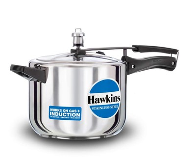 Hawkins 5.3 Quart Stainless Steel Pressure Cooker Induction Gas Compatible