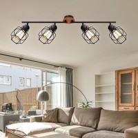 Deckenleuchte Deckenlampe Esszimmerleuchte Schwarz Beweglich Gitter Holz L 80 Cm