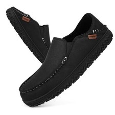 Men's Moccasin Slippers Comfy Warm Memory Foam House Shoes Winter for 12 Black