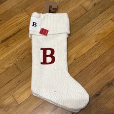 NEW Wondershop Target Knit Monogram B White & Red Christmas Stocking 20" (#BWR)