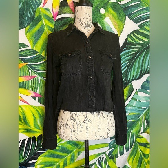 Universal Thread S Labette Black Button Down Raw … - image 1