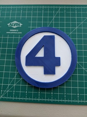 Fantastic Four 4 logo 3D printed display wall mount multi color