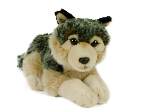 Kuscheltier Wolf 28 Cm Liegend Graubraun PlüSchwolf PlüSchtier Stofftier-image