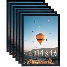 11x16 Black Picture Frame Set of 6, Horizontal and Vertical Formats for Wall ...