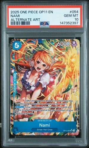 Nami (054) (Alternate Art) OP11-054 A Fist of Divine Speed Foil, PSA 10