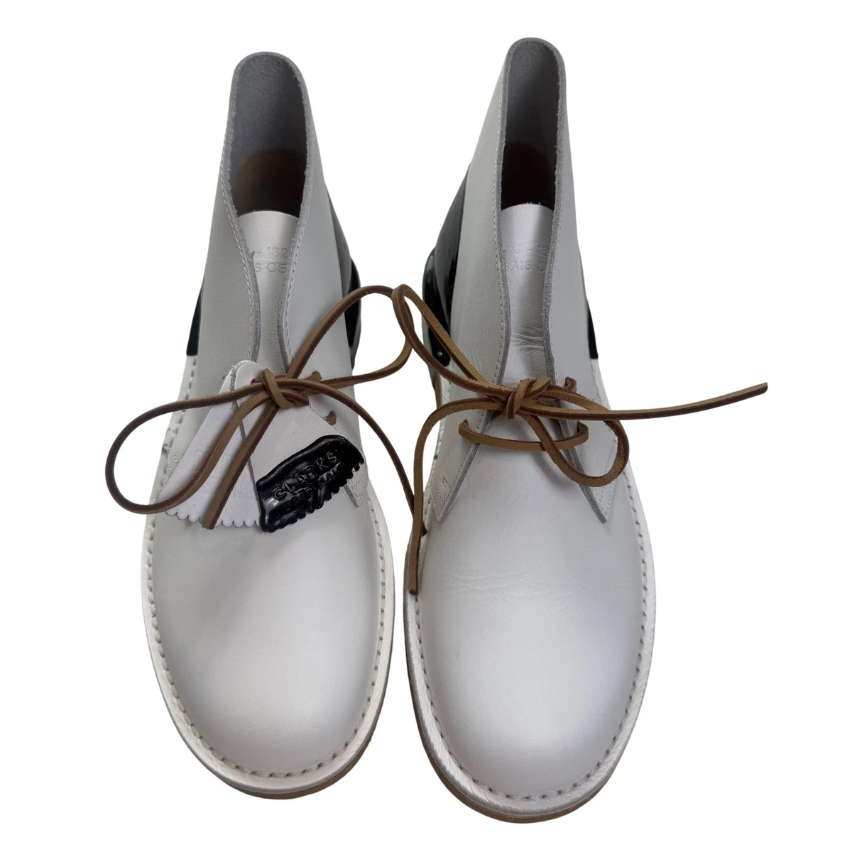 Clarks Originals Desert Boot White Black Dipped Patent Leather Chukka US 7M UK6G Mens Desert Boot White Leather Desert Boot | Clarks main image 4